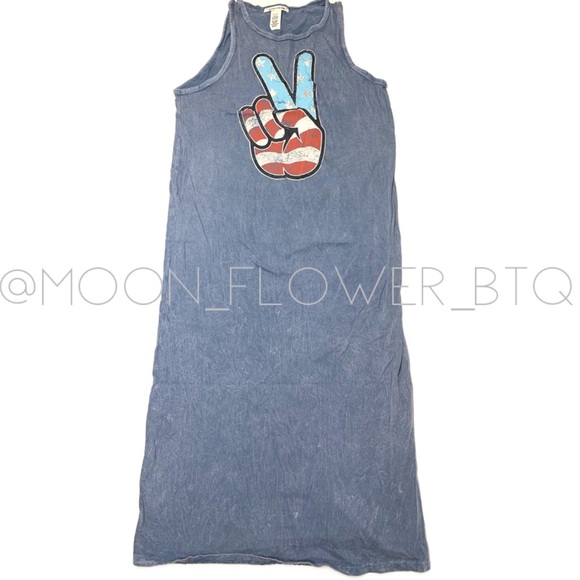 Mineral Wash American Flag Peace Tank Top Dress - Picture 3 of 14